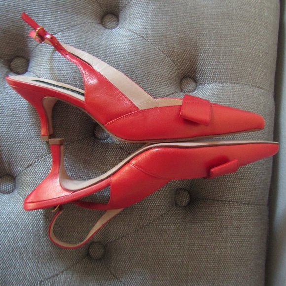 Constanca Basto Slingback Red Pumps Made in Italy - Picture 3 of 12